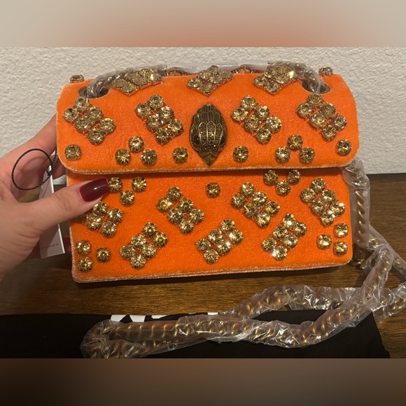 Kurt Geiger Kensington Orange Embellished Crossbody Bag - Picture 3 of 11